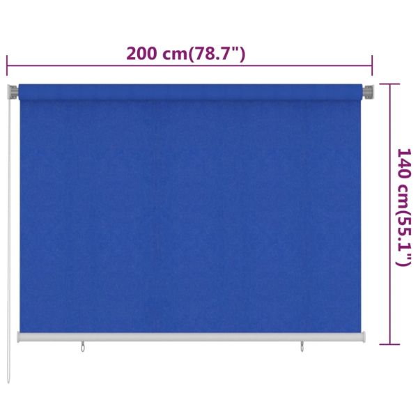 Външна ролетна щора, 205(Ш)x140(В) см, синя, HDPE