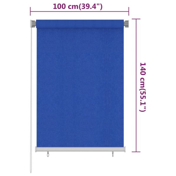 Външна ролетна щора, 105(Ш)x140(В) см, синя, HDPE