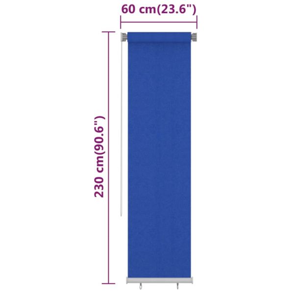 Външна ролетна щора, 65(Ш)x230(В) см, синя, HDPE