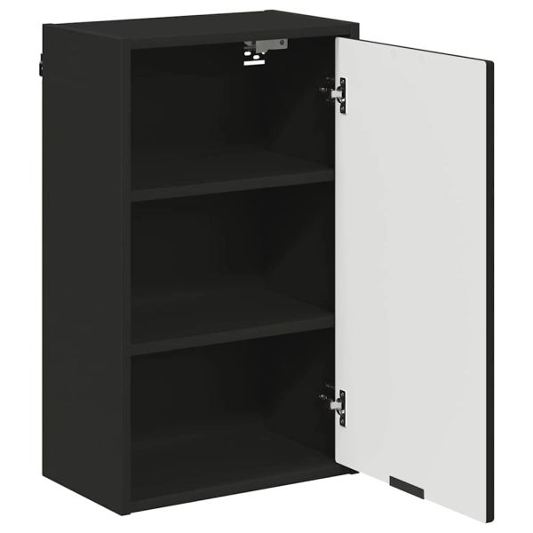 Шкаф за баня Черно 39 x 23,5 x 65 см Инженерно дърво & Метал
