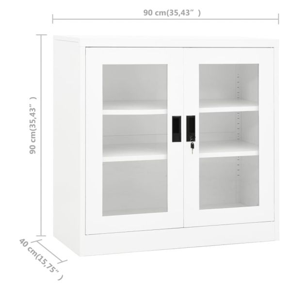 Офис шкаф, бял, 90x40x90 см, стомана