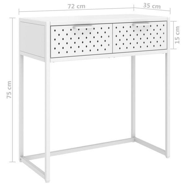 Конзолна маса, бяла, 72x35x75 cм, стомана