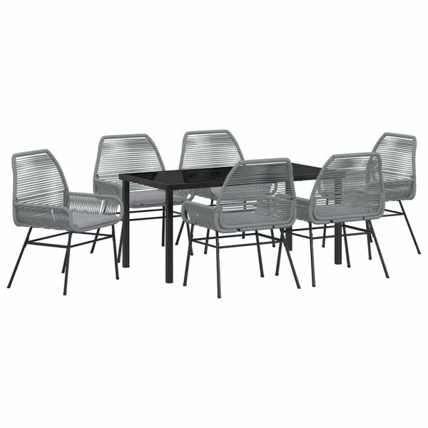 Комплект за хранене в градината 7 pcs Сив полиратан
