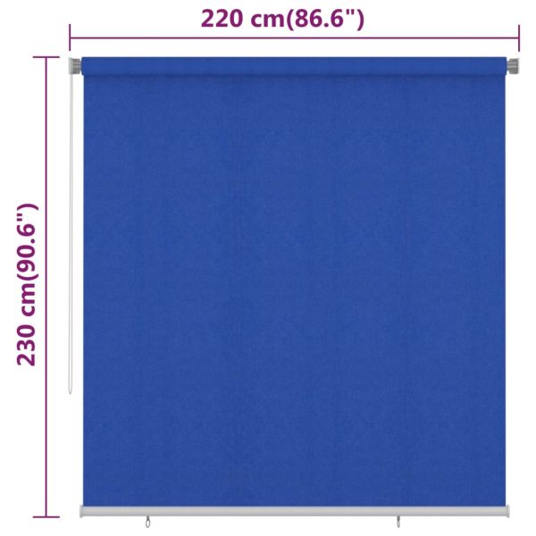 Външна ролетна щора, 225(Ш)x230(В) см, синя, HDPE