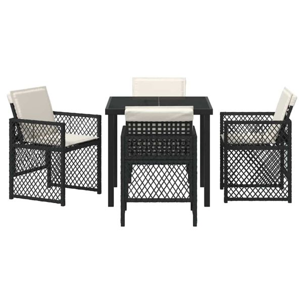 Комплект за хранене в градината 5 pcs Черно полиратан
