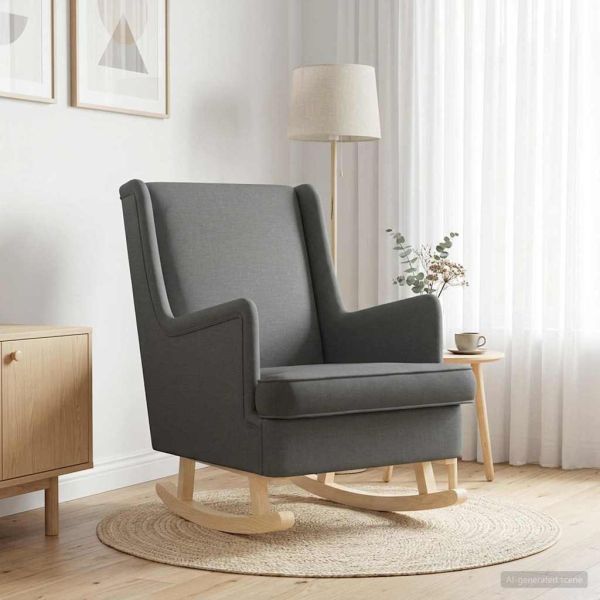 Люлеещ се стол Тъмен сив 62 x 80 x 85 см текстил
