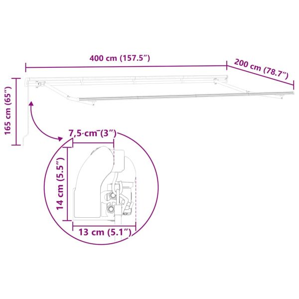 Прибираща се тента Антрацит 400 x 200 cm текстил