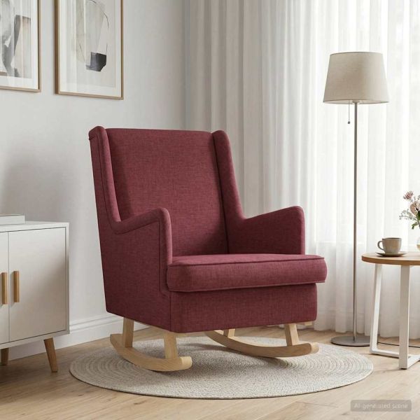 Люлеещ се стол Виненочервен 62 x 80 x 85 см текстил