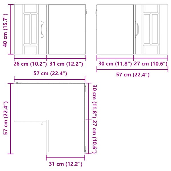 Стенно ъглово шкафче LUCCA Черно 57 x 57 x 40 см