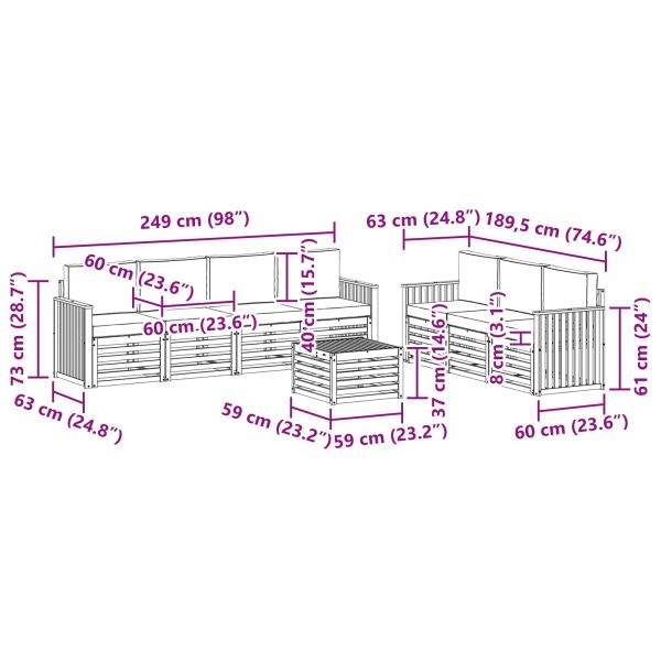 Комплекти дивани Солидно акациево дърво