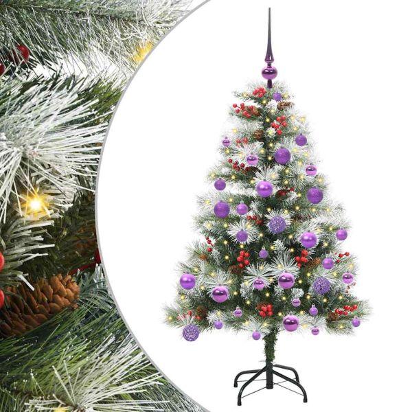 С изкуствено коледно дърво Зелен и бял 120 cm