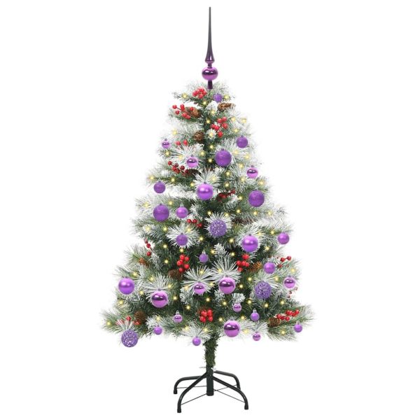 С изкуствено коледно дърво Зелен и бял 120 cm