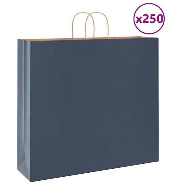Хартиени торбички 250 бр с дръжки сини 54x15x49 см