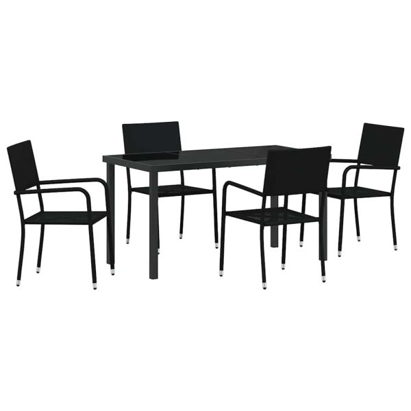 Комплект за хранене в градината 5 pcs Черно полиратан