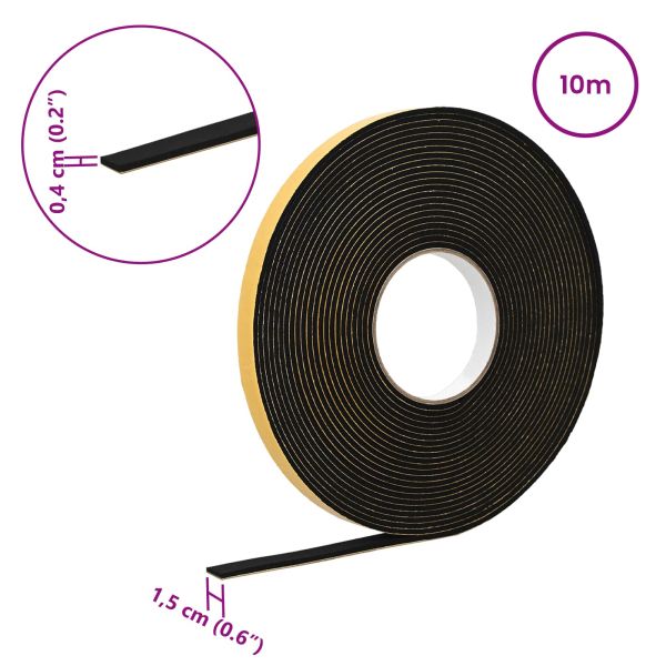 Самоотлепваща се пяна лента Черно 15mm x 10m CR пяна