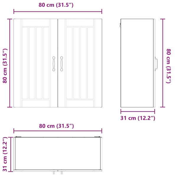 Стенен шкаф LUCCA Черно 80 x 31 x 80 см Инженерна дървесина