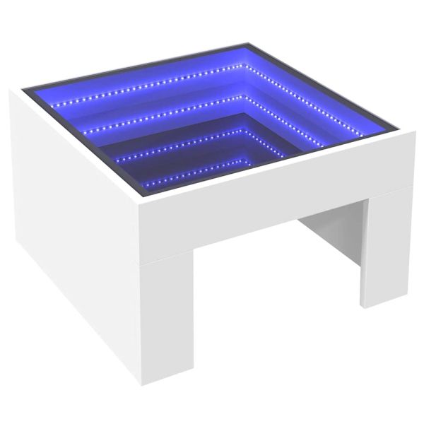 Маса за кафе с Infinity LED, бяла, 50x50x30 см