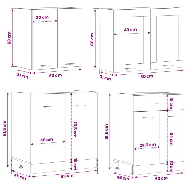 Кухненски единица Lyon 4 pcs Черен дъб Инженерна дървесина