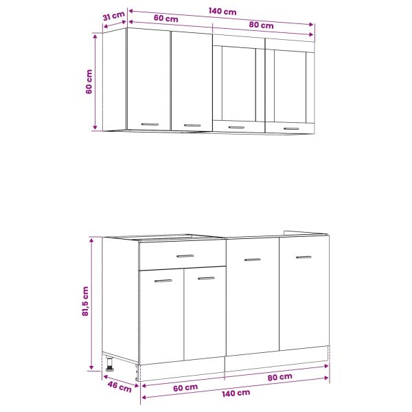 Кухненски единица Lyon 4 pcs Черен дъб Инженерна дървесина