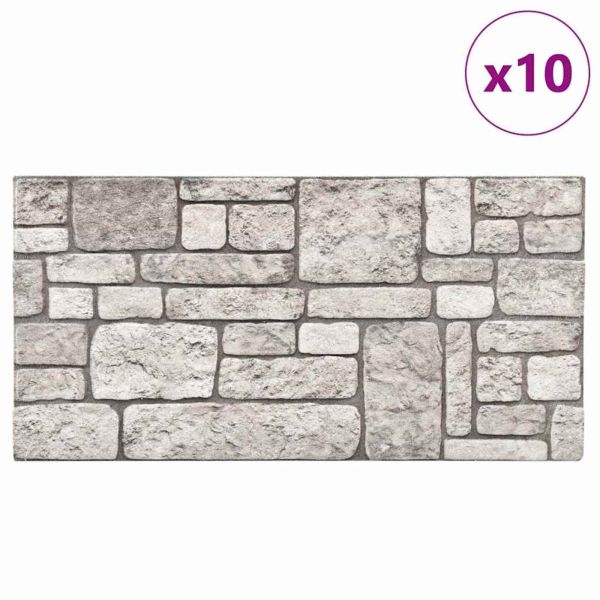 Стенни панели 10 бр. 100 x 50 cm Сиво EPS пяна