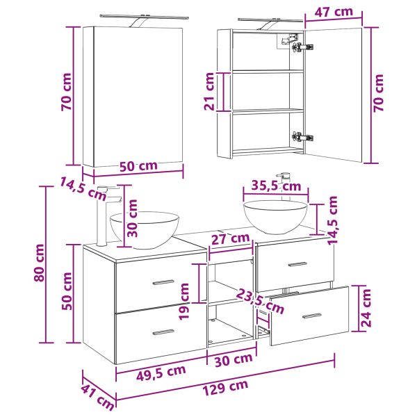 Комплект мебели за баня 5 pcs Дъб сонома