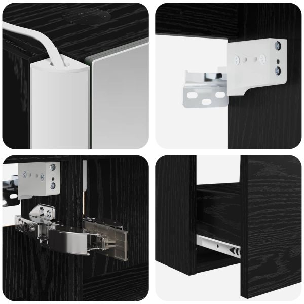 Комплект мебели за баня 4 pcs Черен дъб