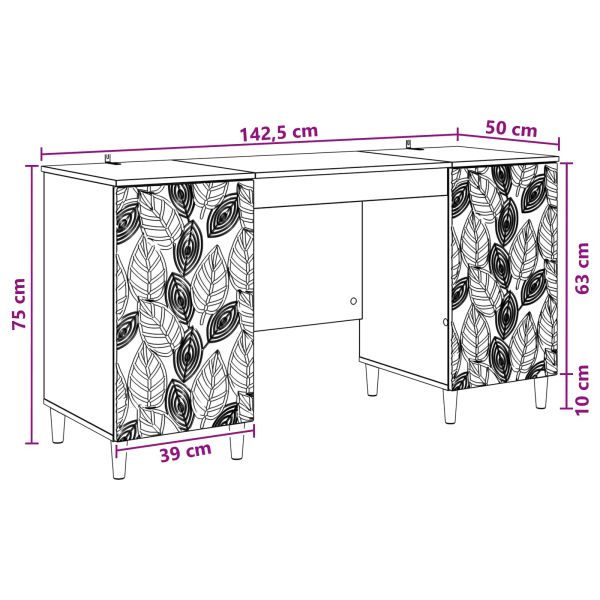 Бюро Черно 142,5 x 50 x 75 см Инженерна дървесина
