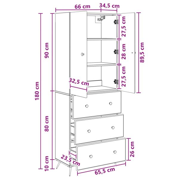 Комплект шкафове 2 бр. 66 x 34,5 x 90 см Инженерна дървесина