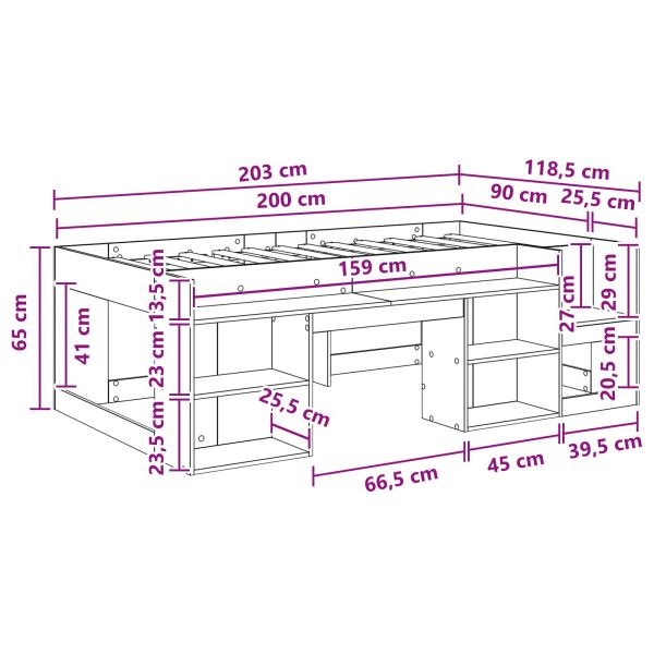 Легло за деца с място за съхранение Старо дърво 90 x 200 cm