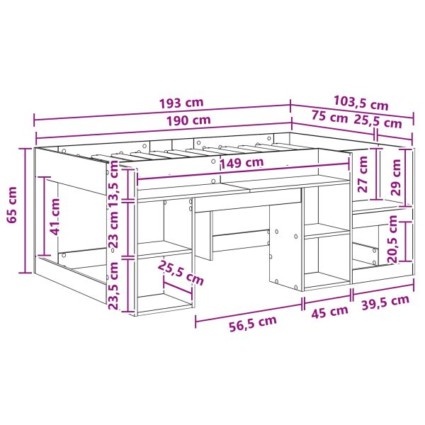 Легло за деца с място за съхранение Дъб артизан 75 x 190 cm