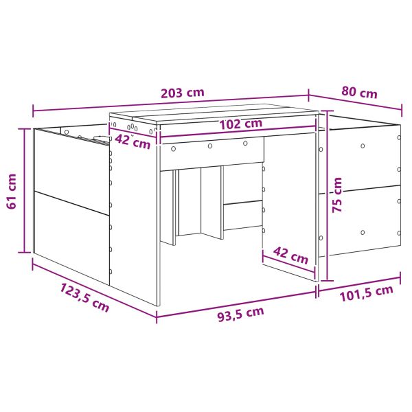Детско легло с височина и бюро Черно 80 x 200 cm