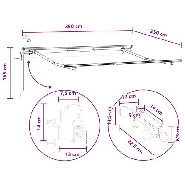 Прибираща се тента Пясък 350 x 250 cm Полиестер