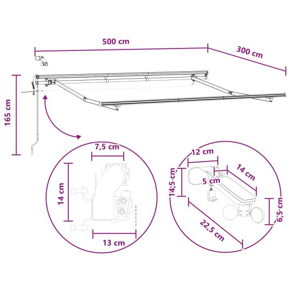 Прибираща се тента Пясък 500 × 300 cm Полиестер