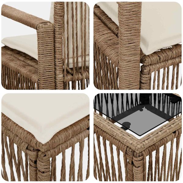 Градински Софа Комплект 14 pcs Бежово полиратан
