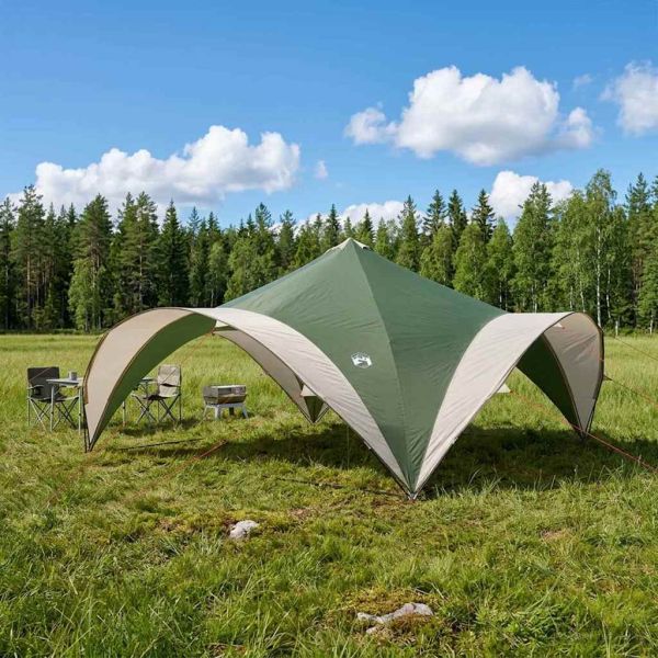 Парти шатър Зелено 400 x 400 x 320 см Полиестер и стомана