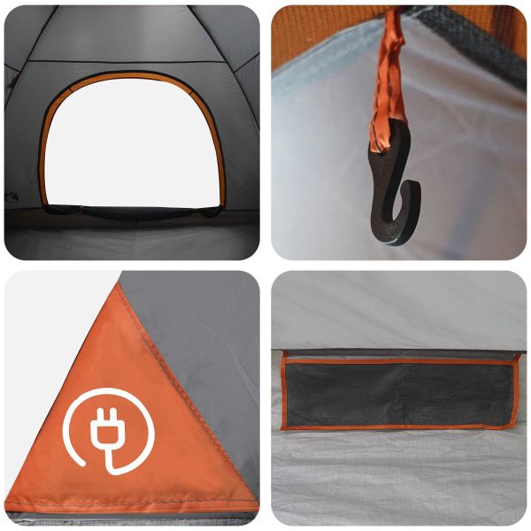 Къмпинг наметало с покрив Сив и оранжев 275 x 215 x 125 см