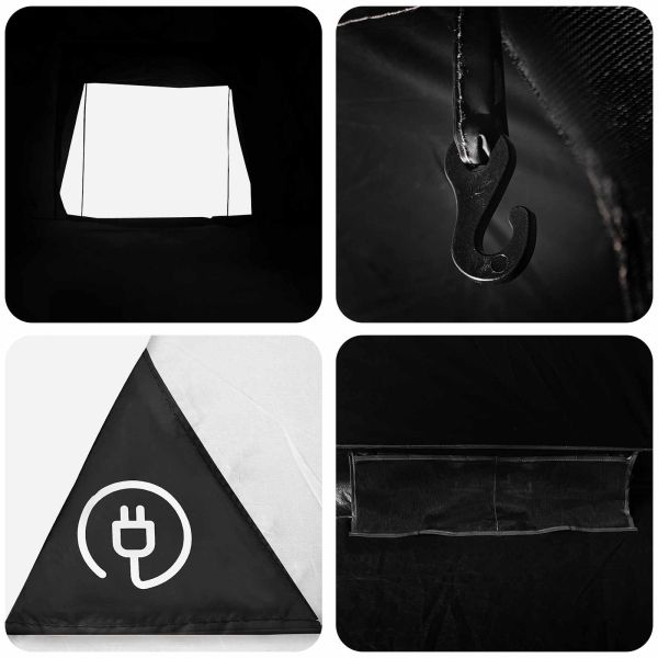 Къмпинг наметало с покрив Бял blackout 335 x 275 x 180 см