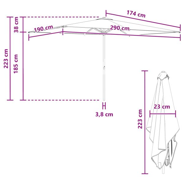 Градински парасол 200 x 300 cm Полиестер Правоъгълна