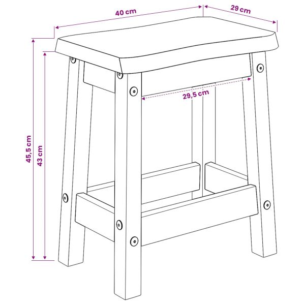 Бар стол EKAI 2 бр. Черно 40 x 29 x 45,5 см