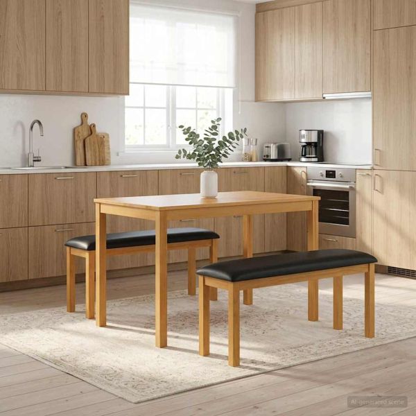 Пейка за хранене 95 x 32 x 45 см Масивен дъб Черно