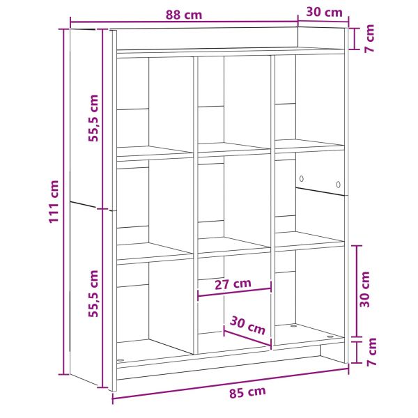 Библиотека Черен дъб 87,5 x 30 x 111 см Инженерна дървесина