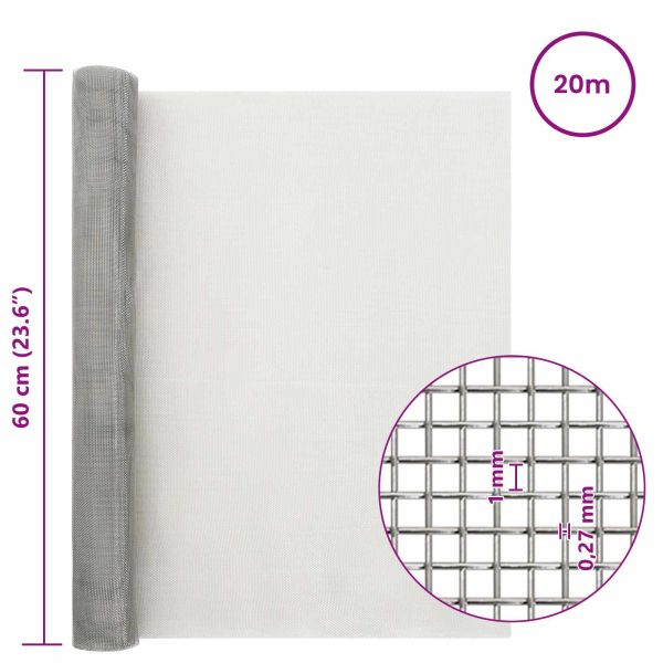 Мрежест екран 60 x 2000 cm 20 Mesh Неръждаема стомана 201