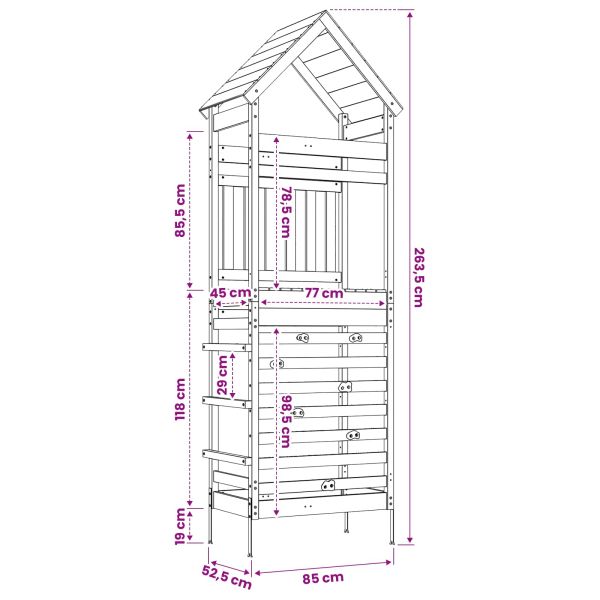 Кула за игра на открито Натурално 53 x 85 x 264 см