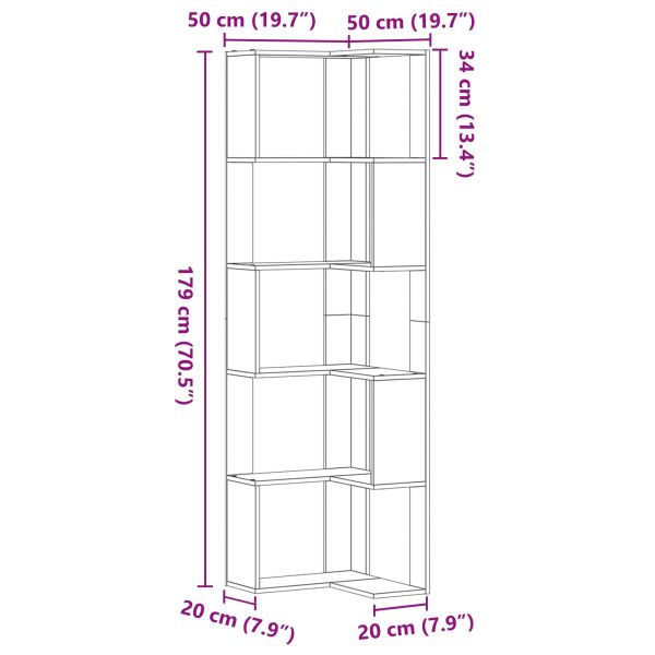 Библиотека 5 нива 50 x 50 x 179 см Черния дъб