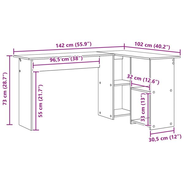 Бюро Дъб 142 x 102 x 73 см Инженерна дървесина