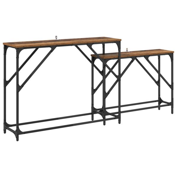 Конзолна маса 2 pcs Старо дърво 100 x 28 x 75 см