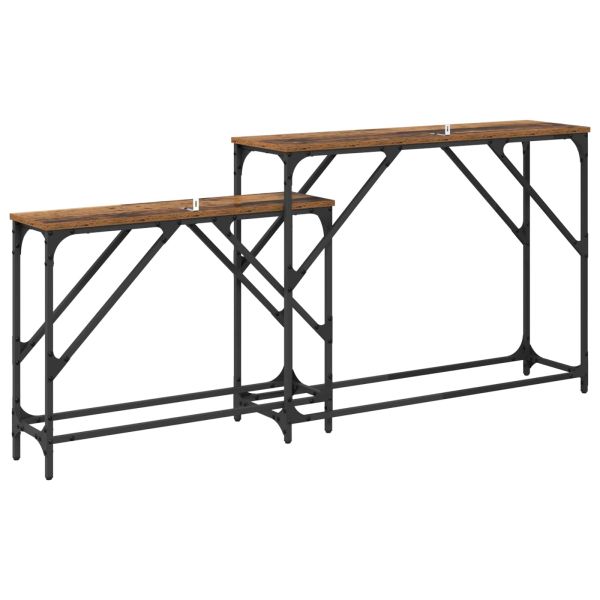 Конзолна маса 2 pcs Старо дърво 100 x 28 x 75 см