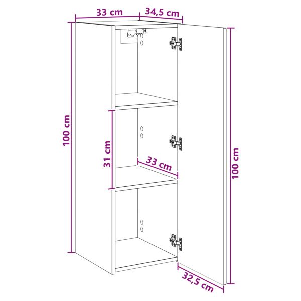 Стенно Баня Кабинет Черно 33 x 34,5 x 100 см