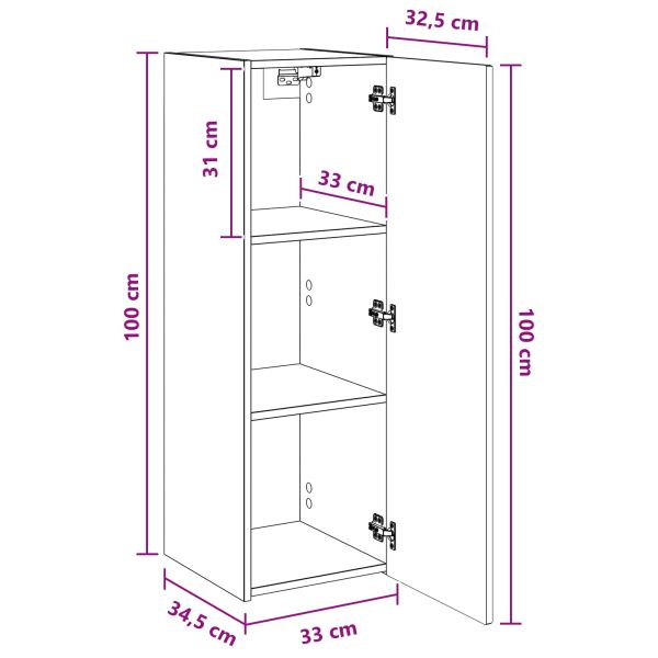 Стенно Баня Кабинет Опушен дъб 33 x 34,5 x 100 см