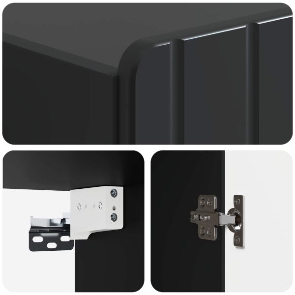 Стенно шкафче Черно 33 x 34,5 x 94 см Инженерна дървесина